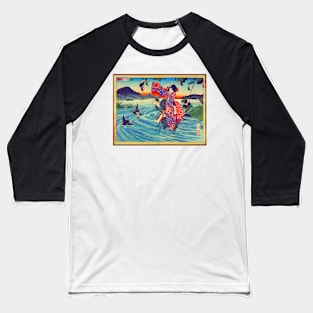 "The Demon Omatsu Murders Shirosaburō in the Ford" by Tsukioka Yoshitoshi (1885) REMASTERED TECHNICOLOUR Baseball T-Shirt